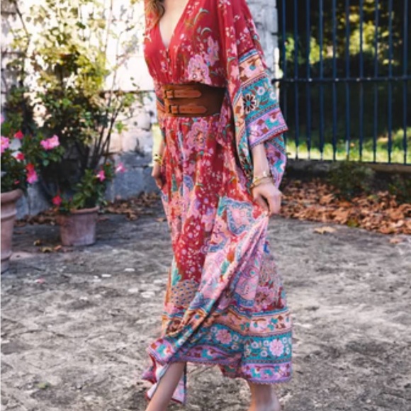 Spell Lotus Floral Bohemian Maxi Dress - Red and Blue - Picture 5 of 7